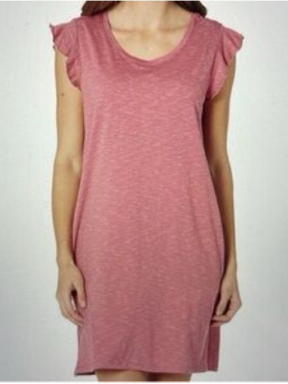 Toad&Co Rufflita Heathered Pink Organic Cotton Blend Dress Size Small